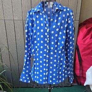Van Heusen Blue and White Polka Dot Button Down Shirt
